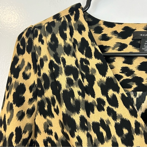 Halogen Leopard Print Faux Wrap Peplum Blouse/Top Size XXS - Picture 4 of 14